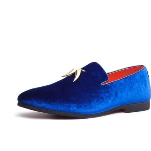 2019 New Spring Autumn Men Party Shoes Personal Metal Pendant Decorated Slip On Blue Red Black Color Fashion Men Driving Shoes