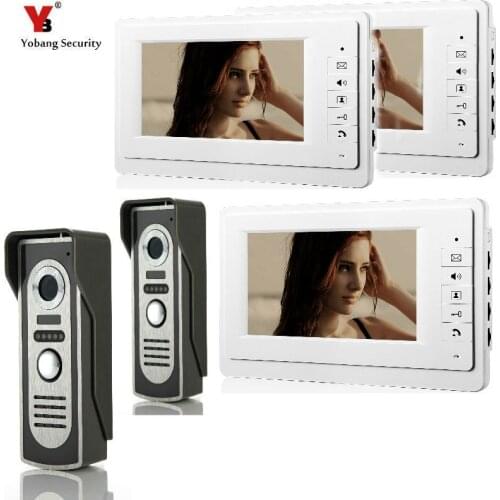 Video Intercom 3*7"Inch Monitor Wired Video Door Phone Doorbell Home Security 2 Camera Monitor Kit For Home apartment