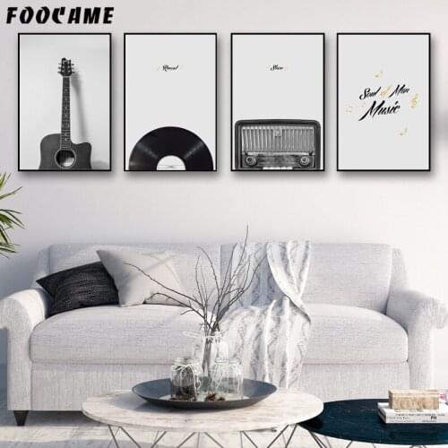 Guitar Radio Vinyl Records Wall Art Canvas Painting Nordic Posters and Prints Living Room Vintage Picture Modern Home Decoration