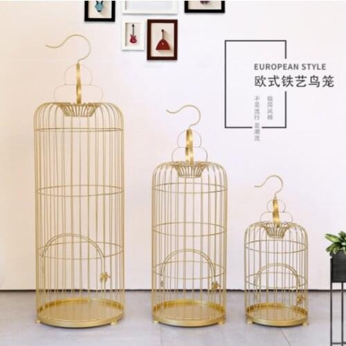 European style iron art golden landing birdcage flower rack window decoration birdcage chandelier wedding props