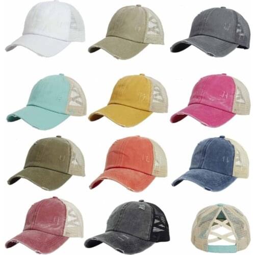 Woman Baseball hat visor Cowboy hat Splice Mesh Cap Adjustable Trucker Cap MZ006