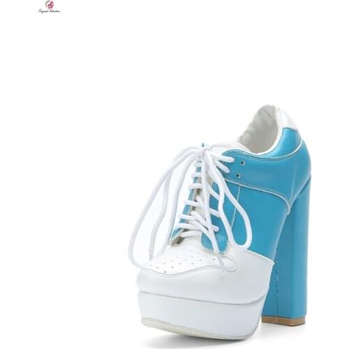 Original Intention Stylish Mix Colors Women Ankle Boots High Heels Sexy Platform Lace-up Winter Boots Shoes Woman US Size 4-10.5