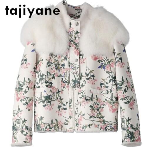 Winter and Coats Jackets Women Real Fox Fur Collar Jacket Woman 100% Wool Coat Female Clothes Print Abrigo Mujer TN1432