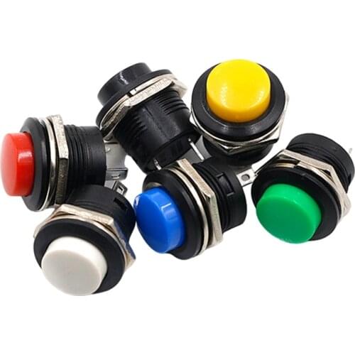 10pcs 16mm Momentary Push Button Switch OFF (ON) Self-reset pushbutton switches 6A/125VAC 3A/250VAC Round Switch R13-507