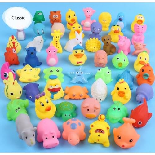 10pcs/Set Baby Bath Toy Classic Rubber Duck Animal Toy Kids Bathroom Water Play Toy Squeeze Float Sounding Toy