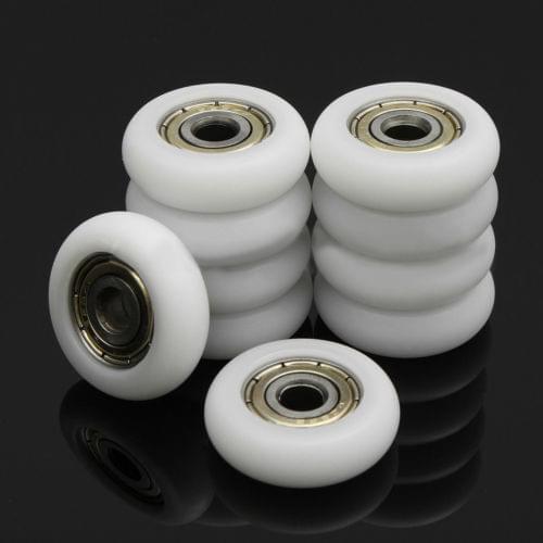 10Pcs Nylon Plastic Carbon Steel Pulley Wheels Roller Groove Bearings 5x23x7mm