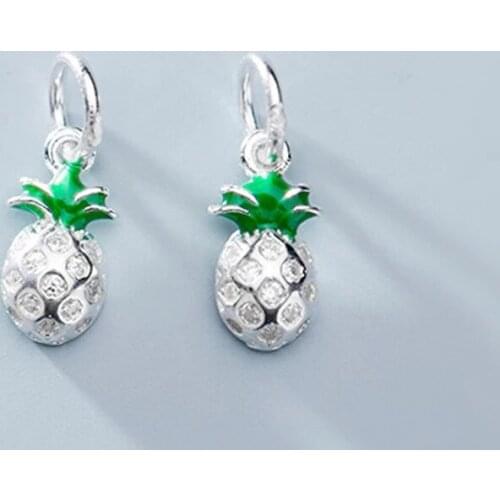 100% 925 Sterling Silver Fancy Small Handmade Pineapple Charms 10x5mm Silver Dangle Earring Bracelet Pendants DIY Jewelry Making
