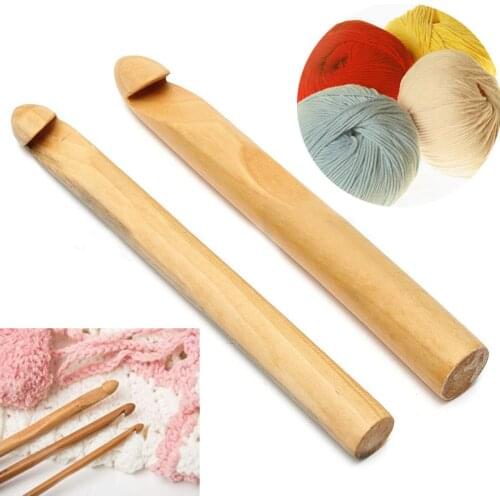 1 x 20/25mm New Bamboo Handle Crochet Hook Weave Sweater Yarn Craft Knitting Needle