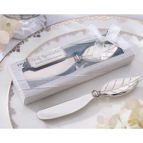 200 pcs Wedding bread party favors butter knife dinner fork arrival chrome Leaf spreader Free shipping