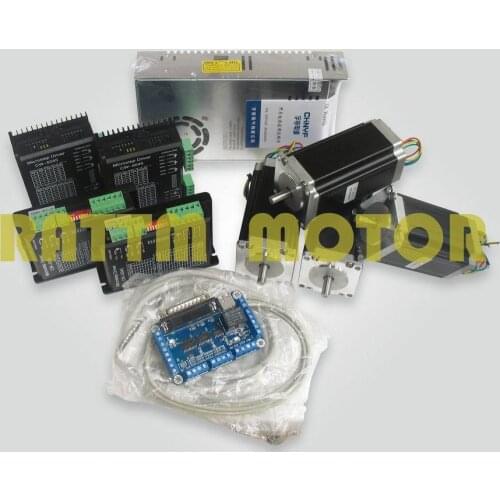 4 Axis CNC Controller kit NEMA23 425oz-in single shaft stepper motor & CW5045 driver 256 microstep 4.5A 50V/DC & 5 Axis board