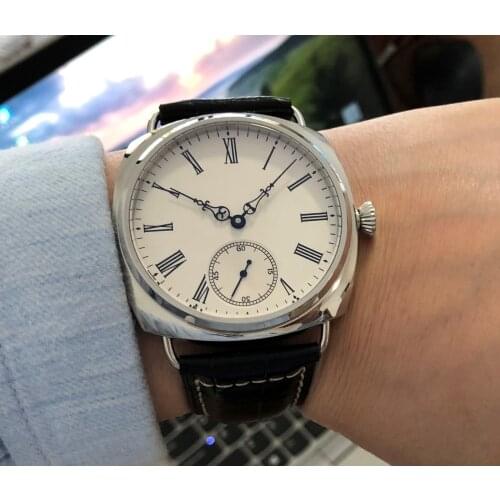 47mm NO LOGO White enamel dial Asian 6498 17 jewels Mechanical Hand Wind movement mens watch Limited edition watch p140-p88A