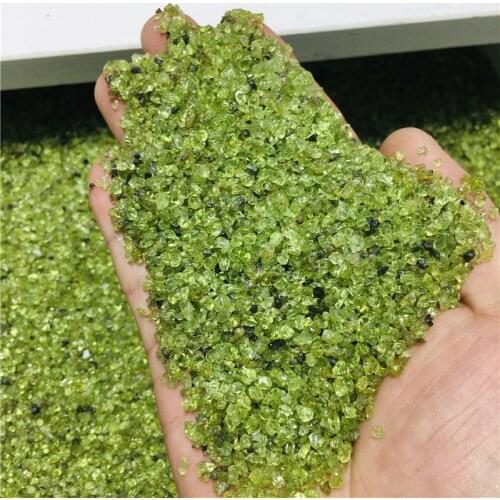 500g 3-5mm Natural Stone Rough Raw Quartz Gemstone Decoration Olivine Green Crystal Mineral Specimen Rock Chip Gravel