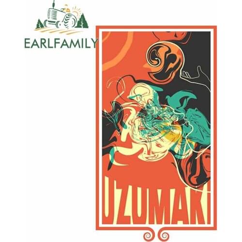 EARLFAMILY 13cm x 7.5cm Car Door Protector for Uzumaki Funny Car Stickers Cartoon Air Conditioner Decal Waterproof Sunscreen