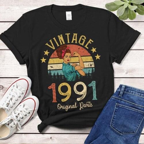 Vintage 1991 Quarantine Edition T-Shirt Rosie Women 30 Old 30th Birthday Gift Idea Girls Mom Wife Daughter Clothing Retro Tee