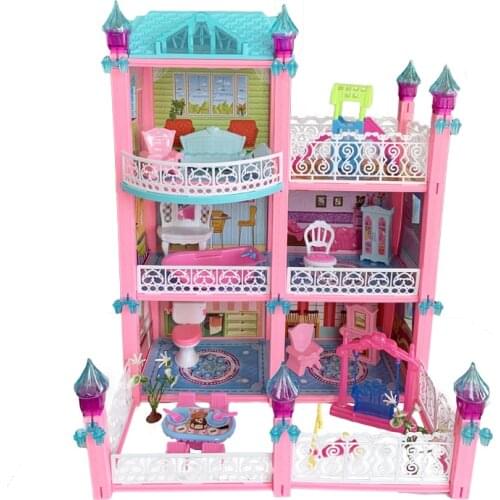 Girls Pretend Toy Handmade Doll house Castle DIY House Toy Miniature Dollhouse Birthday Gifts Educational Toys Big Villa