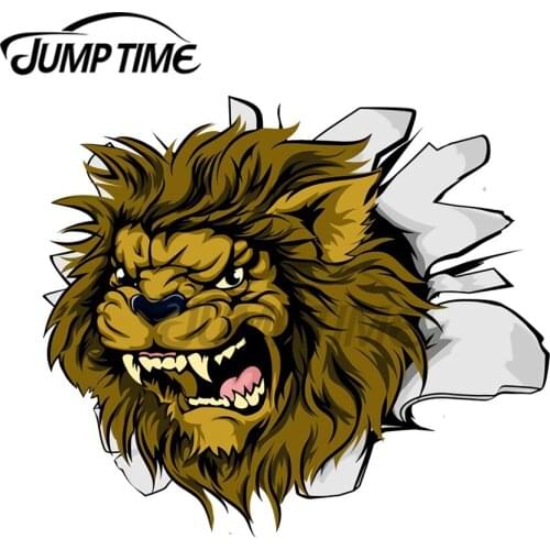JumpTime 13 x 11.5cm Lion Sports Mascot Breakthrough Car Truck Decal Bumper Window Waterproof Scratch-proof Sticker Decoration