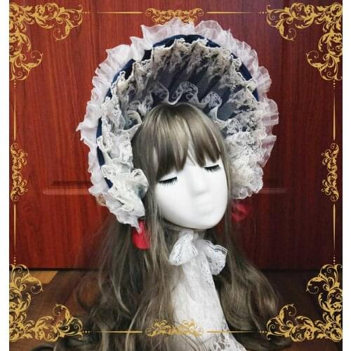 Tradescantia sillamontana Victorian Cosplay Flower Multilayer Lace Bonnet BNT Gothic Vintage Soft Girl Lolita Handmade Sun Hat