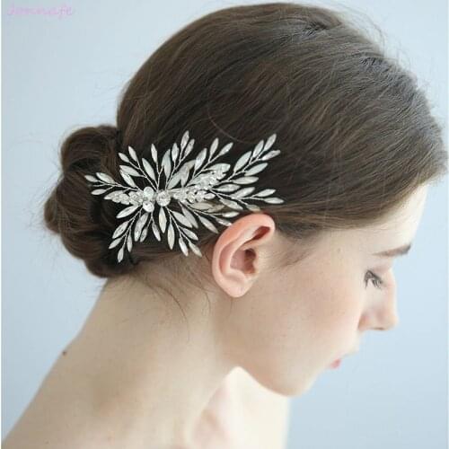 Delicate Opal Crystal Bridal Clip Hair Accessories Silver Color Crystal Wedding Headpiece Handmade Women Hair Ornament