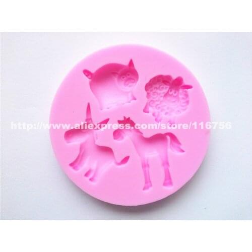 New! Free Shipping Pig & Horse Shaped Silicone Mold Cake Decoration Fondant Cake 3D Mold Food Grade Silicone Mould 097