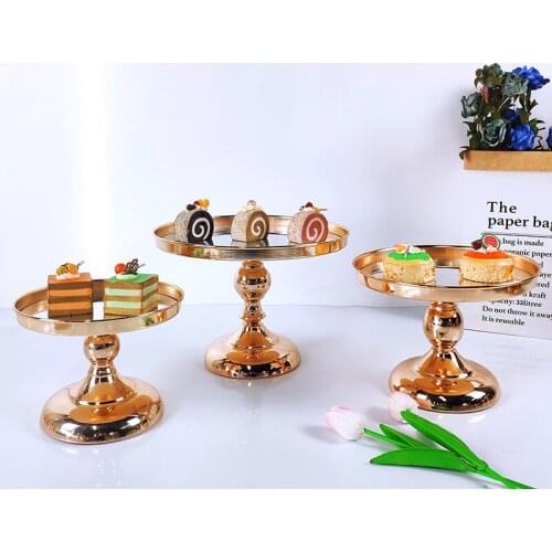 New Electroplating Gold mirror face cake stand silver wedding party table candy bar table decorating tools diy Free collocation