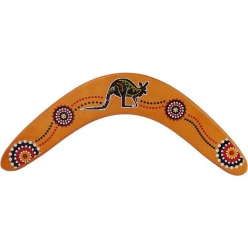 NEW V Shaped Boomerang Flying Disc Wooden Kangaroo Pattern Throw Catch Outdoor Game