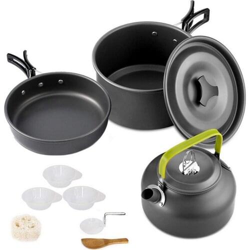 Camping Cookware Kit Outdoor Ultra-light Aluminum Alloy Cooking kettle Pan Pot Travelling Hiking Picnic BBQ Tableware Equipment