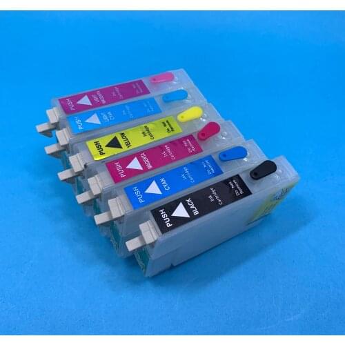 YOTAT T0821N T0821 - T0826 Refillable ink cartridge for Epson Stylus R270 R390 RX590 TX700W TX800W TX720 TX700 TX800 RX610