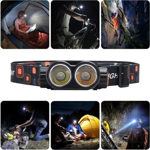 Portable Led Flashlight Headlight LED Headlamp Rechargeable Adjustable Dual Lights Waterproof for Outdoor Fishing Hiking Camping