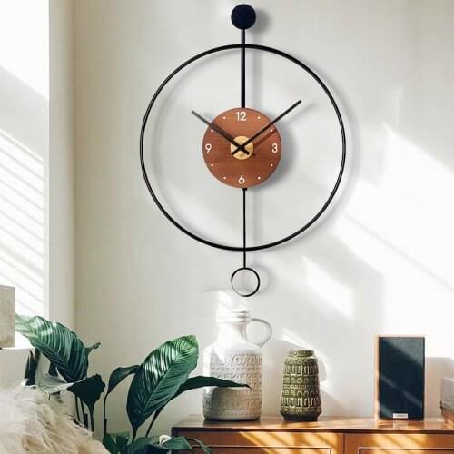 Simple Creative Wall Clock Art Modern Nordic Fashion Metal Silent Wall Clock Round Wand Klok Living Room Decoration DJ60WC