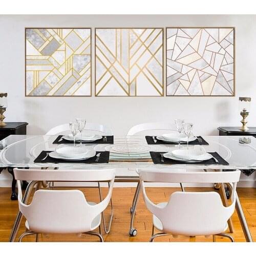 Nordic Personality Simple Gold Block Abstract Canvas Picture Living Room Art Home Decoration Oil Painting Geometry Wall Art