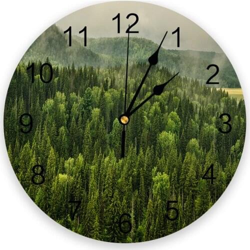 Coniferous Forest Modern Wall Clock For Home Office Wall Decoration Living Room Bathroom Decor Needle Hanging Watch