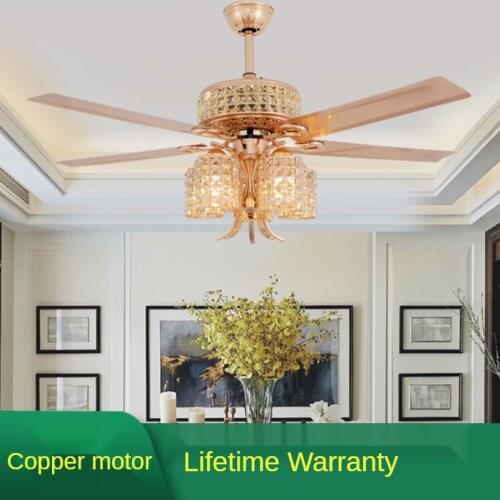LED Ceiling Fan Light Pink Gold Luxury Chandelier Living Room Bedroom Dining Room 52 Inchs Ceiling Fans with Lights