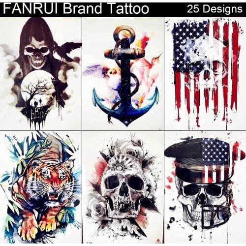 Temporary Anchor Tattoo Black Skull Stickers Women Body Neck Art Makeup Flash Tattoo Men Arm Supplies Fake Tatoo Christmas Gifts