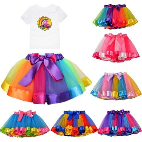 Tenis infantil menino rainbow skirt infantil baby girl skirt children summer tulle tutu pettiskirt for 0-9Years
