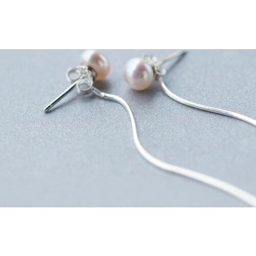 MloveAcc Pearl Earrings Long Tassels Jewelry Drop Earrings 925 Sterling Silver Jewelry for Women