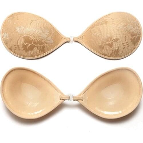 Womens Wire Free Silicon Slightly Lined Lift Great Support Anti-slip Lace Strapless Bra
