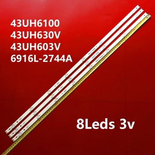 15PCS/set 8LED 840mm LED Backlight strip For 43" V16.5 ART3 2744 LG 43UH620V 43UH610T 43UH630V 43UH603V 6916L-2744A UHD 1