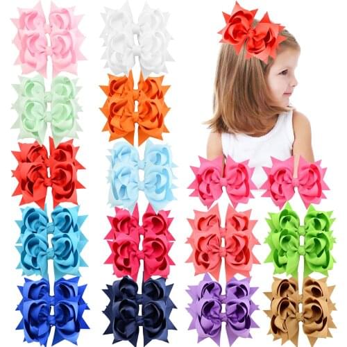 15Pcs/lot Hair Bows Clips 5Inch Large Big Grosgrain Ribbon Pinwheel Bows Alligator Hair Clips Hair Accessories for Baby Girls