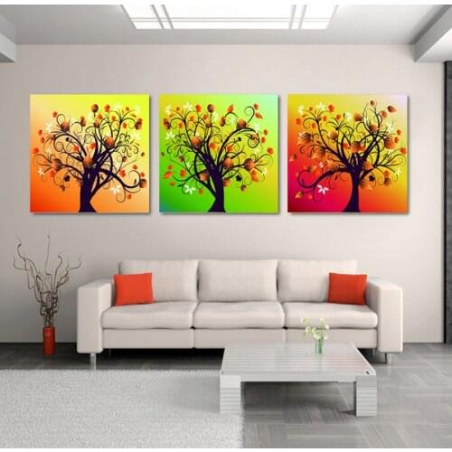3 Piece Canvas Wall Art Modern Tree Canvas Paintings Dinning Room Decorative Pictures HD Prints With Framed F-115