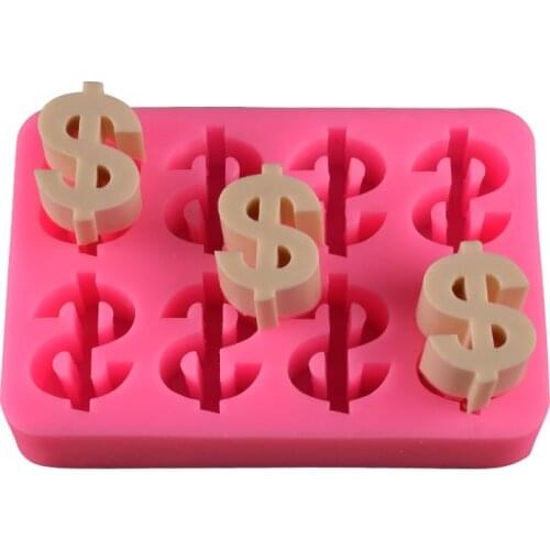 8 United States Dollar Sign Symbol Money Gold Coin $ Shape Fondant Silicone Mold Chocolate Cake Decoration Mold
