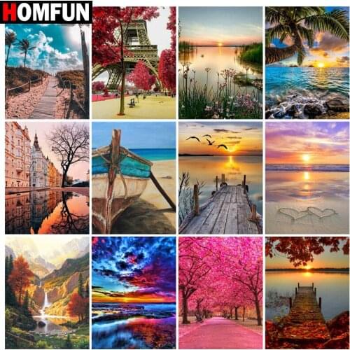 HOMFUN Diamond Painting Full Square/Round Diamond "Sea cloud landscape" Pattern Embroidery Cross Stitch 5D Rhinestone Painting