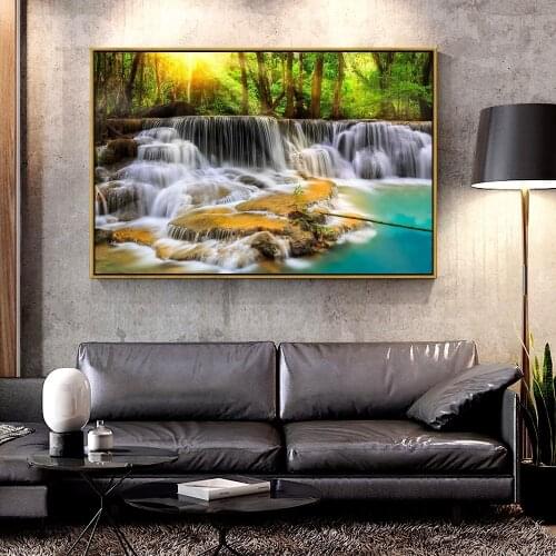 Artcozy Oil Canvas Painting waterfall_river_landscape_nature_waterfalls For Home Decoration Wall Art