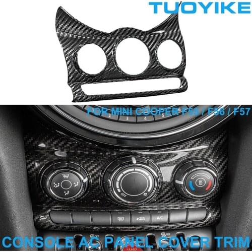 Car Real Dry Carbon Fiber Central Console AC Air Conditioner Panel Cover Trim Sticker For BMW Mini Cooper F55 F56 F57 2015-Up