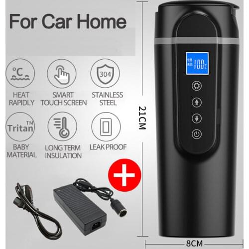 Portable 420ml Stainless Steel Car Heating Cup LCD Display Electric Water Cup Temperature Kettle Coffee Tea Milk Heated 12V/24V