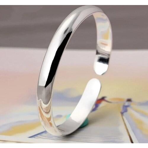 Silver Color Titanium Stainless Steel Open Cuff Bangles Bracelet For Men Women Fashion Jewelry
