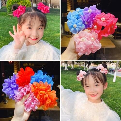 Childrens head flower hair accessories princess little girl tie balls flower jewelry pretty girl cute head rope hair ring