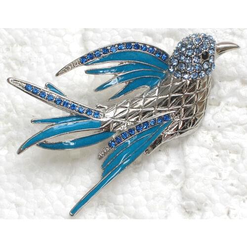 Blue Rhinestone Enamel brooch Bird Pin brooches C332 B