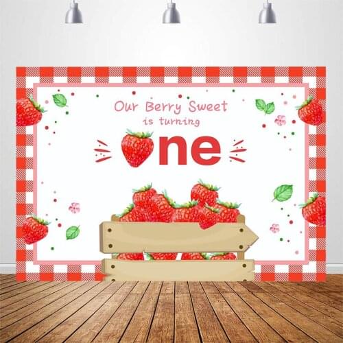 Strawberry Birthday Party Background Photography Decoration Sweet Strawberry Baby Girl 1st Birthday Photo Booth Backdrops