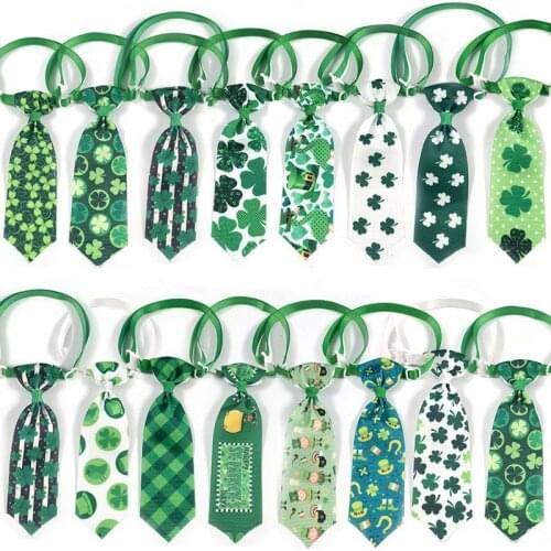 50/100pcs ST Patricks Day Pet Dog Cat Ties Adjustable Dogs Accessories Pet Dog Bow Tie Puppy Green Bow Ties Dog Pet Supplies