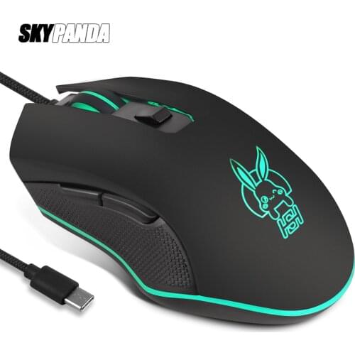 Type-C Gaming Mouse 2400dpi RGB Stylish 4 Level DPI Wired Mice for Laptop Gamer